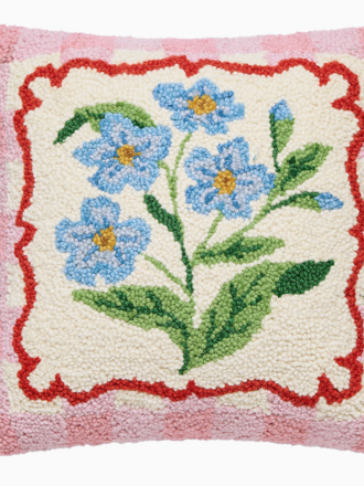 Pink Gingham/Blue Floral Hook Pillow