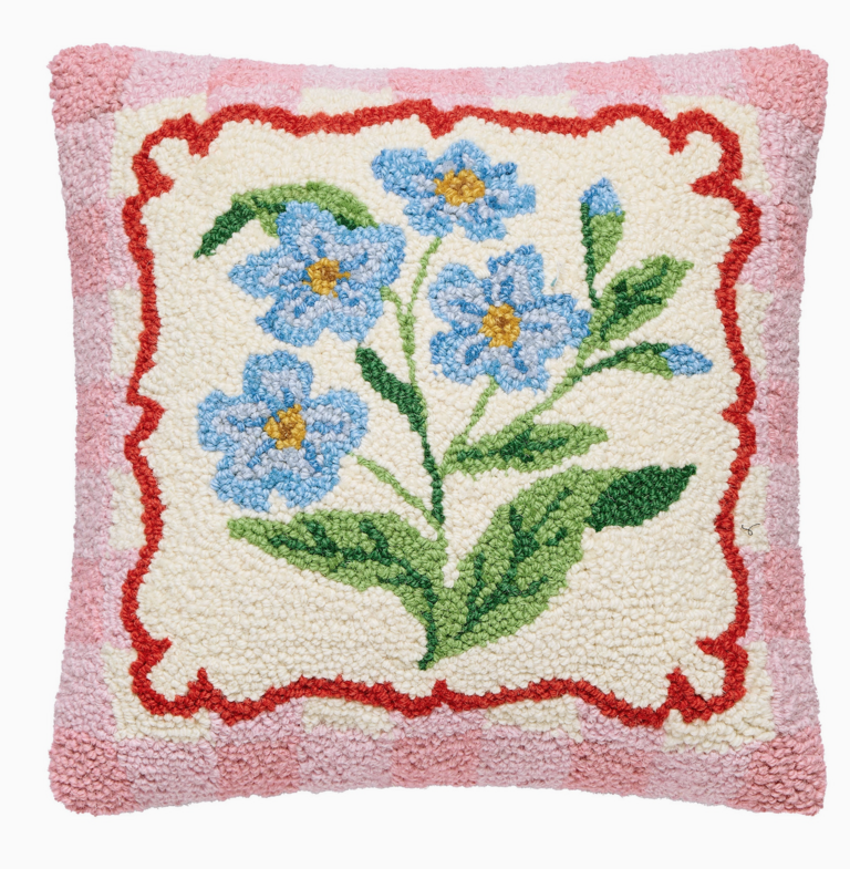 Pink Gingham/Blue Floral Hook Pillow