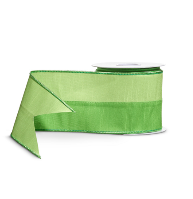 4" Green Two Tone Wired Ribbon