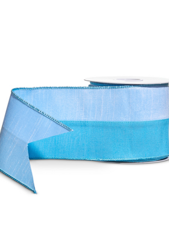 4" Blue Two Tone Wired Ribbon