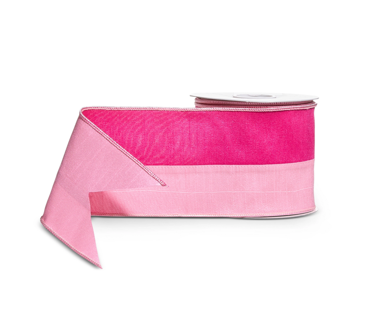 4" Pink Two Tone Wired Ribbon