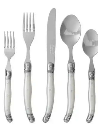French Home 20-Piece Laguiole Flatware Set, Service for 4, Pewter