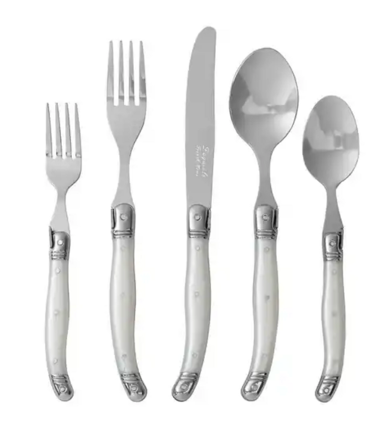 French Home 20-Piece Laguiole Flatware Set, Service for 4, Pewter