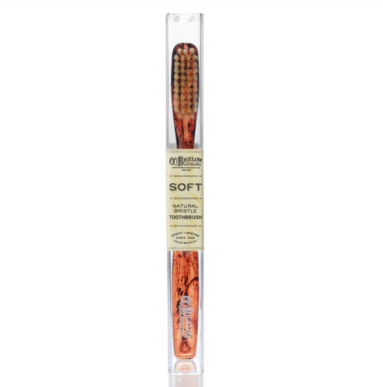 C.O. Bigelow Natural Bristle Toothbrush, Tortoise (Soft)
