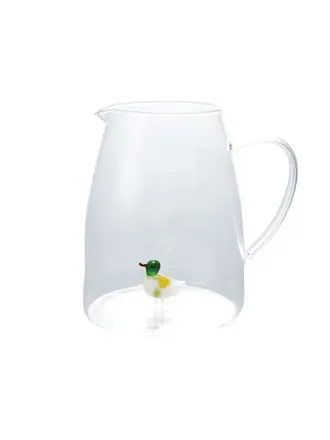 2 Quart Glass Pitcher with Hand-Blown Duck Inside