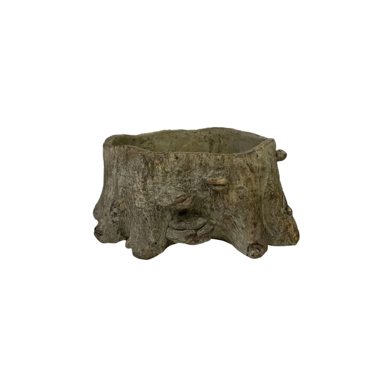 Small Faux Bois Cement Planter