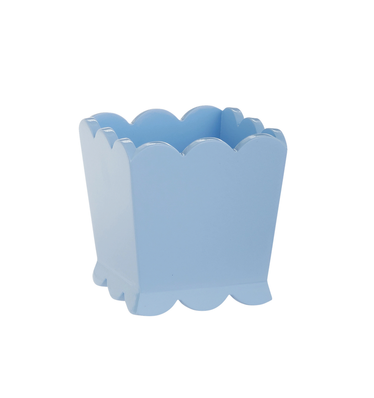 6" Blue Scalloped Planter