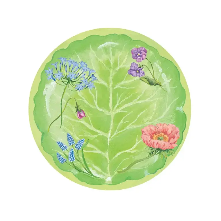 Floral Majolica Salad/Dessert 8" Paper Plates