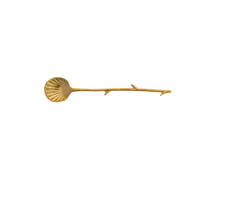 6-3/4"L Brass Shell Shaped Spoon with Twig Shaped Handle