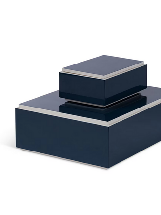Lacquered Box Set of 2, Indigo Blue
