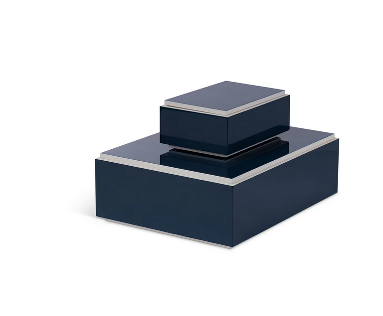Lacquered Box Set of 2, Indigo Blue