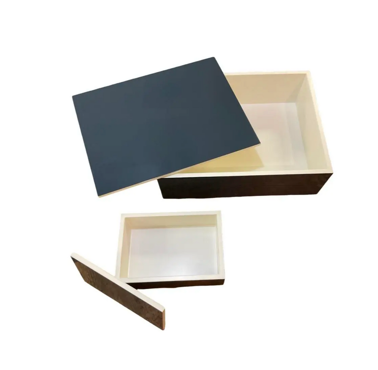 Lacquered Box Set of 2, Indigo Blue