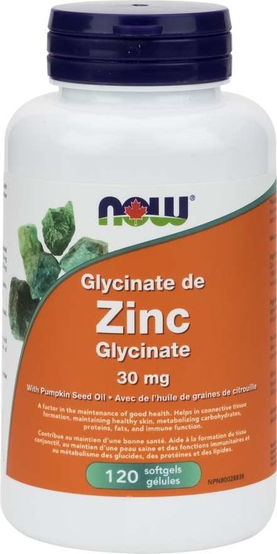 NOW Zinc Glycinate 30mg 120 softgels