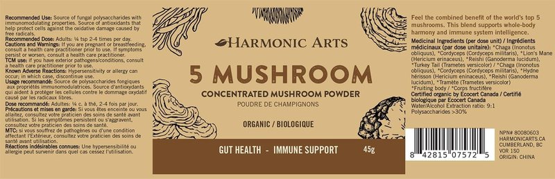 Harmonic Arts 5 Mushroom Concentrated Powder 45g