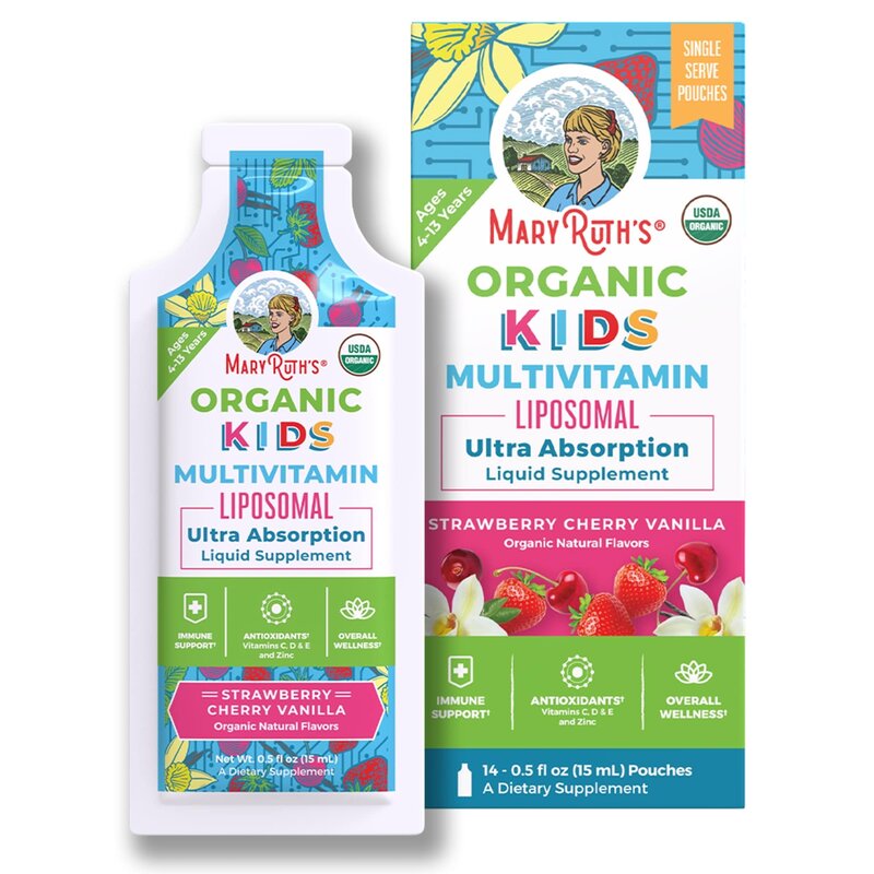 Mary Ruth's Mary Ruth's Organic Kids Multivitamin Liposomal - Strawberry Cherry Vanilla 14 pouches