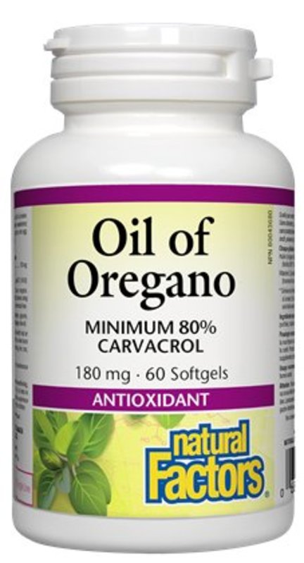 Natural Factors Oil of Oregano 180mg 60 softgels