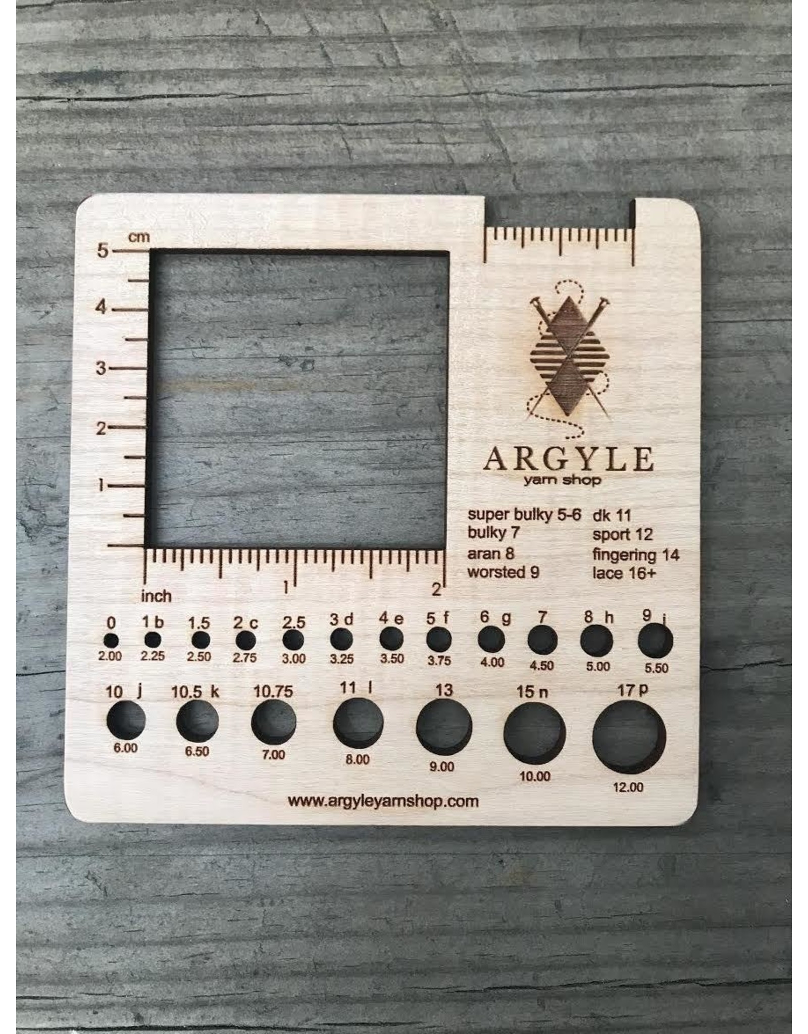 Argyle Large Needle Gauge/WPI/2" window Ruler by Katrinkles