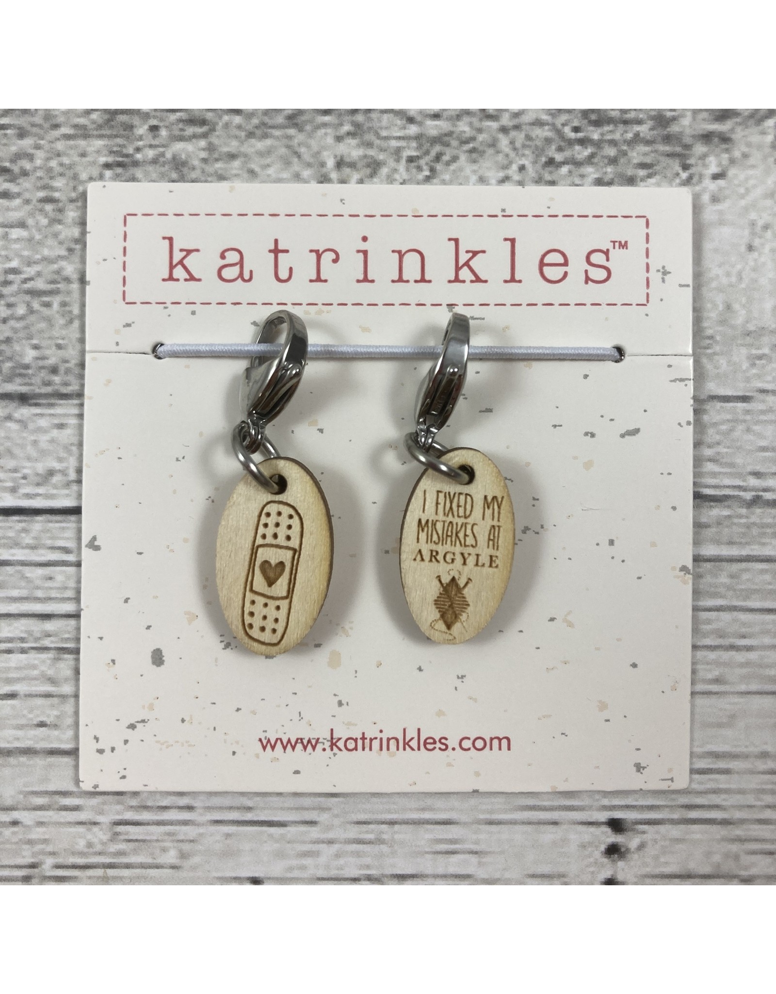 Argyle Stitch Markers - Wood Mistake (lobster claw closure) by Katrinkles