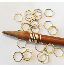 Laura Hand Knits Hexagon Stitch Markers - Gold - Laura Hand Knits