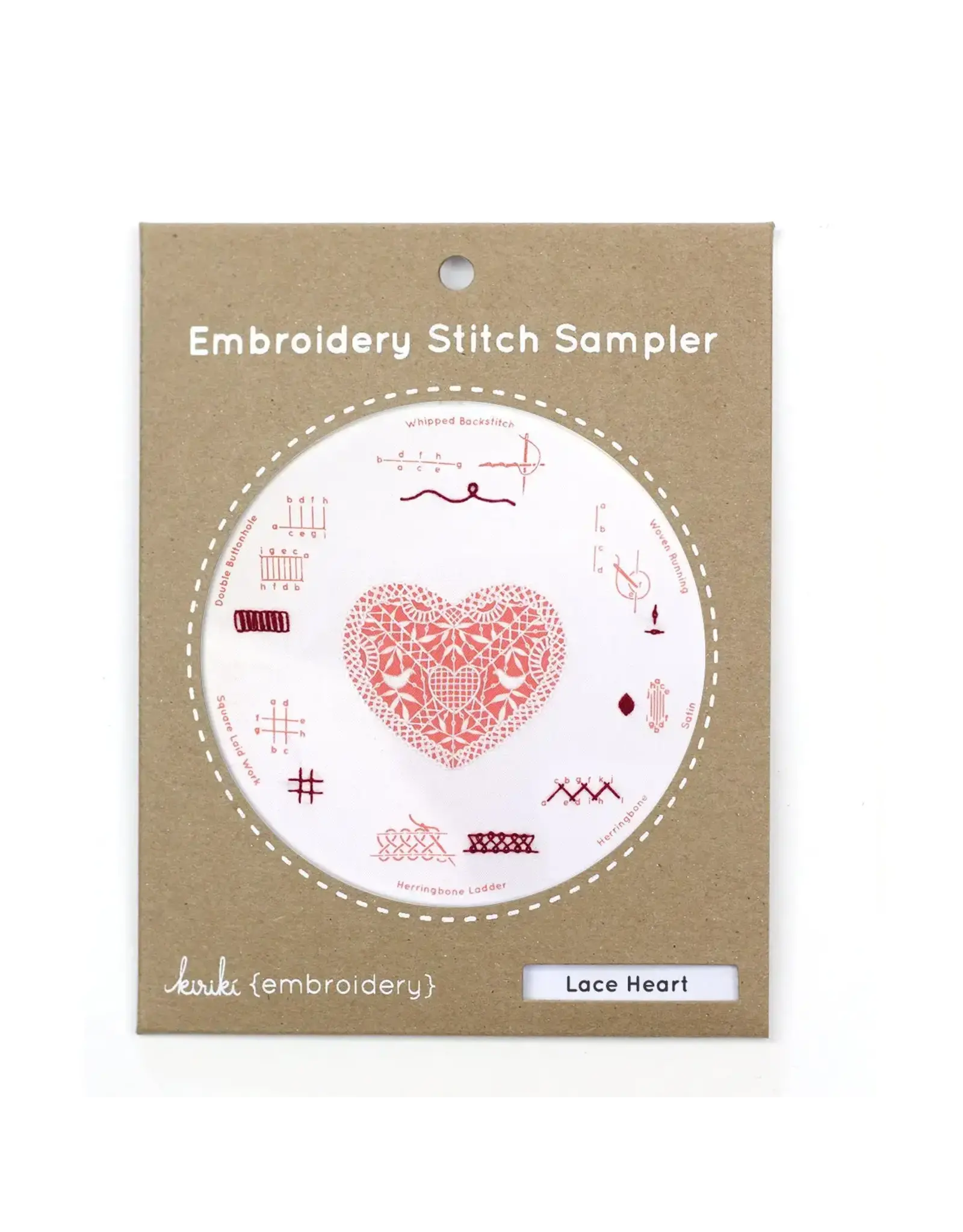 Kiriki Press Embroidery Stitch Sampler - Lace Heart - Kiriki Press