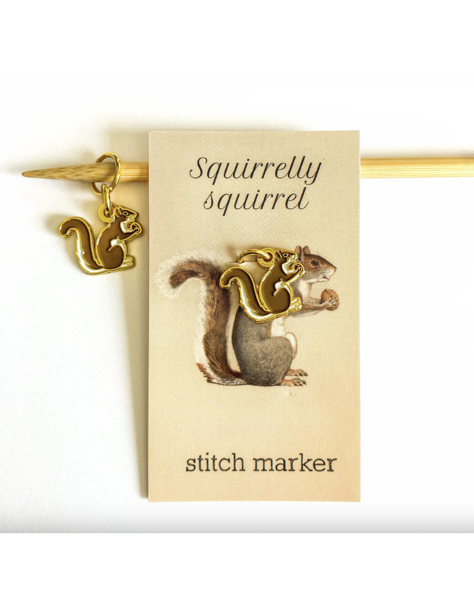 Firefly Notes Squirrel round single stitch marker - Firefly Notes