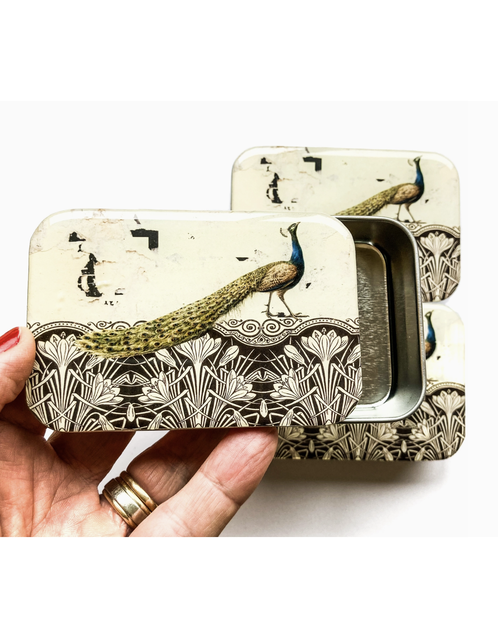 Firefly Notes Peacock notions tin - Large - Firefly Notes Tins