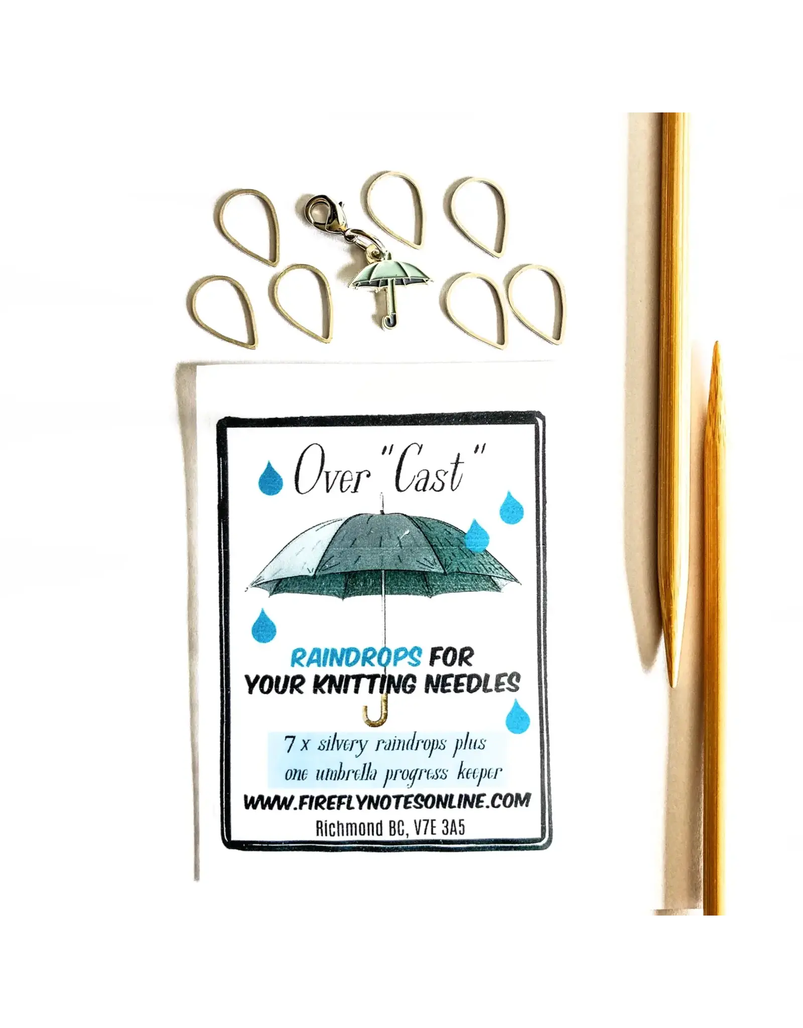 Firefly Notes Raindrop stitch markers and Umbrella progress keeper - Firefly Notes