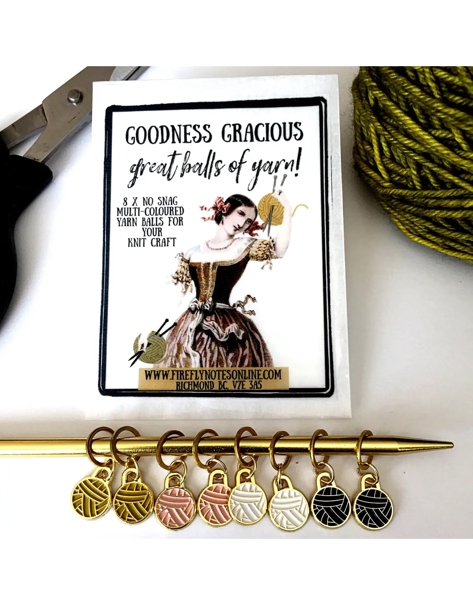 Firefly Notes Yarn Ball stitch markers - Ring- Firefly Notes