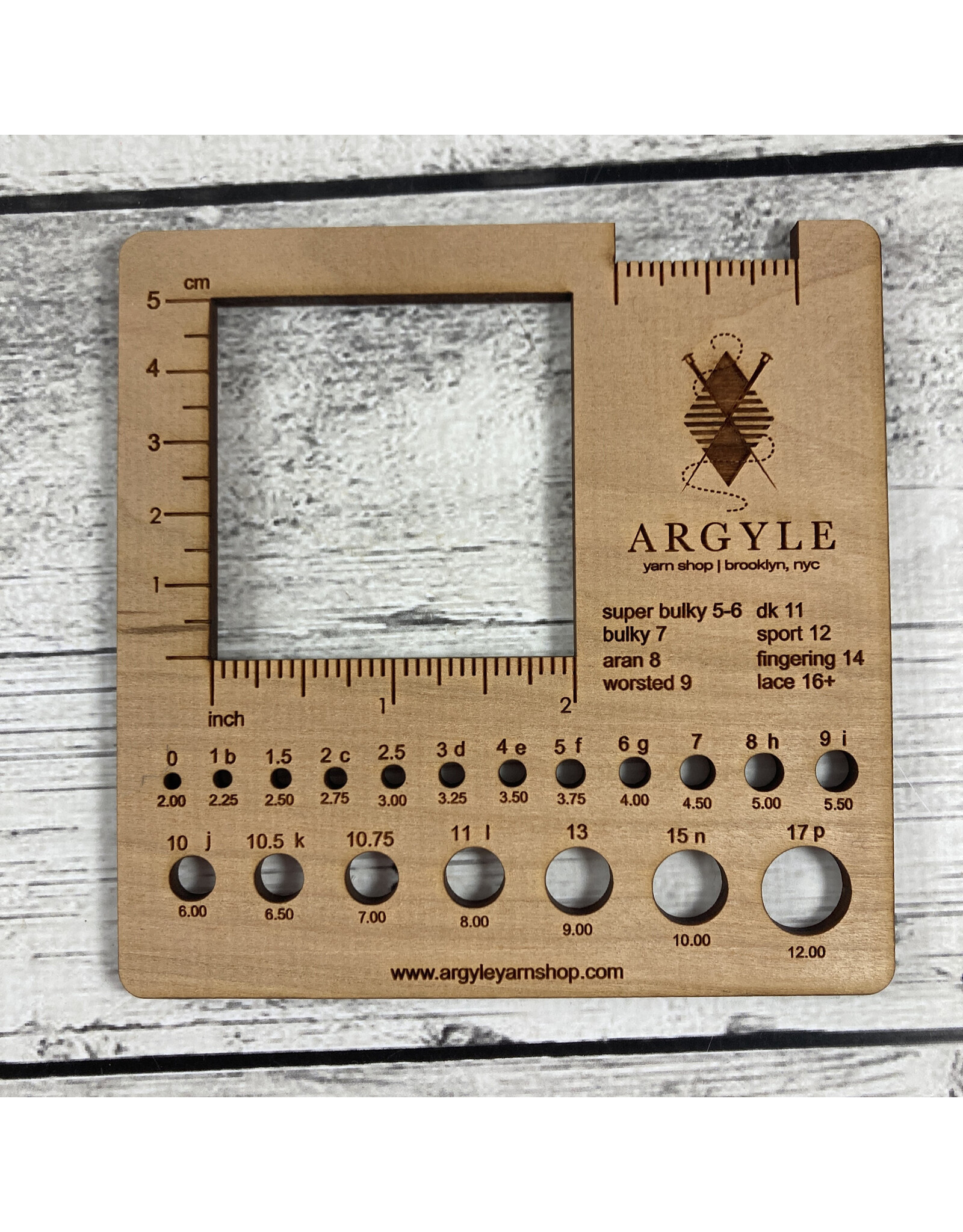 Argyle Large Needle Gauge/WPI/2" window Ruler by Katrinkles