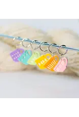 Blue Bird Makery Ring Stitch Markers - Midcentury Tea Cups - Blue Bird Makery
