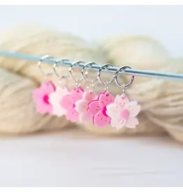 Blue Bird Makery Removeable Stitch Markers - Cherry and Almond Blossoms - Blue Bird Makery