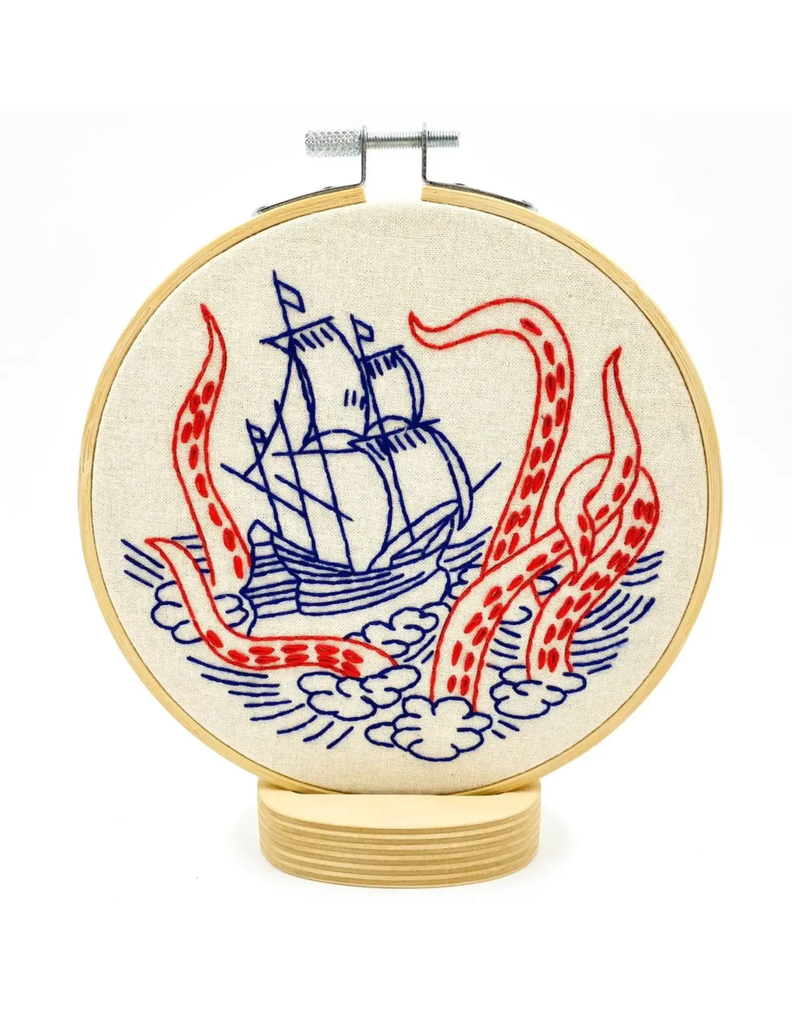Hook, Line and Tinker Kraken and Ship Complete Embroidery Kit - Hook, Line and Tinker