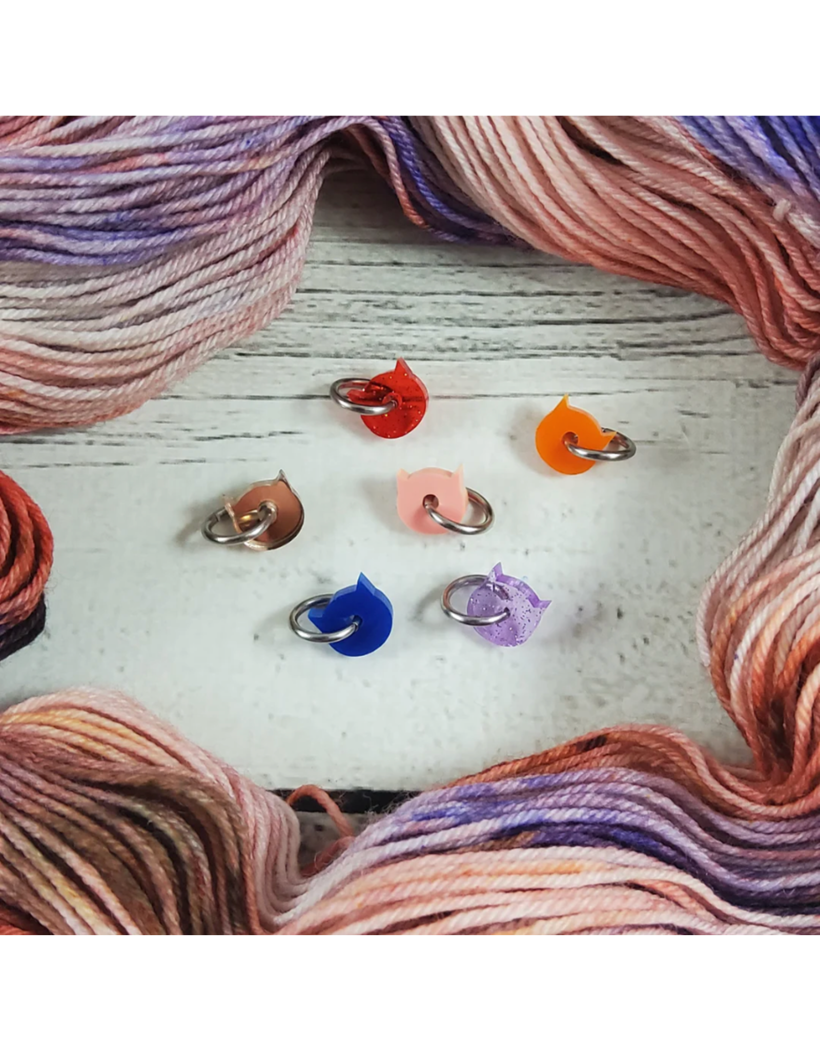 Stitch Markers - Tiny Cat Acrylic Ring set by Katrinkles