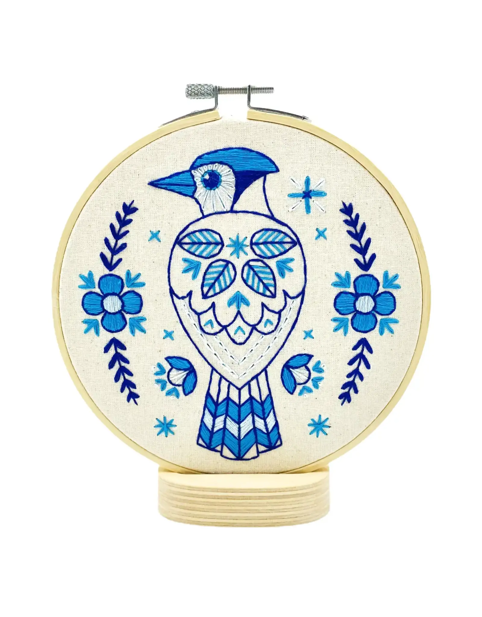 Hook, Line and Tinker Folk Blue Jay Complete Embroidery Kit - Hook, Line and Tinker