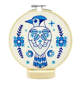 Hook, Line and Tinker Folk Blue Jay Complete Embroidery Kit - Hook, Line and Tinker
