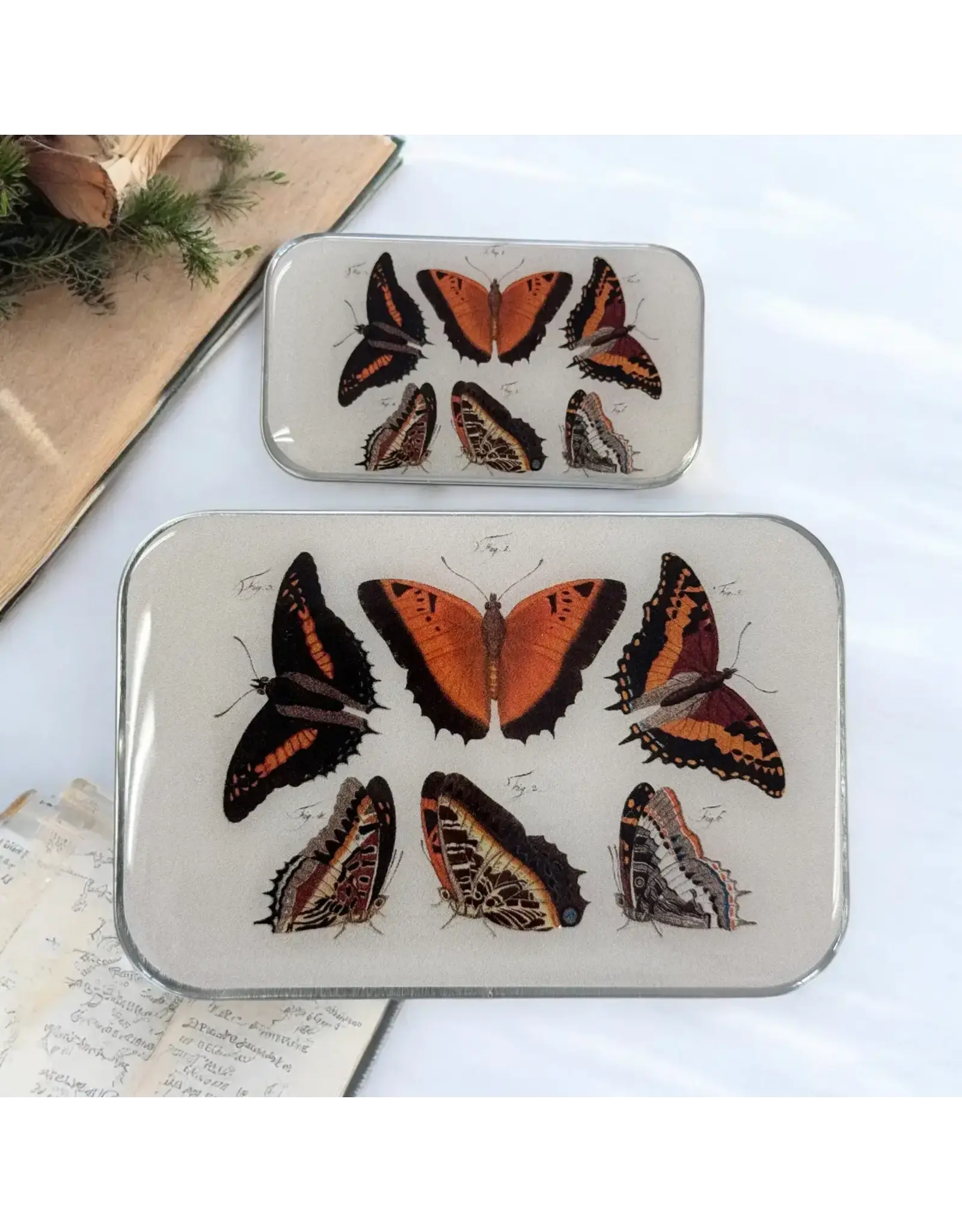 Firefly Notes Orange Butterflies notions tin - Large - Firefly Notes Tins