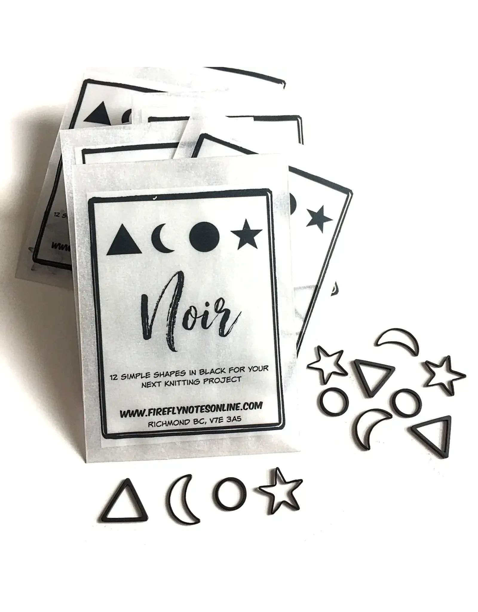 Firefly Notes Noir Black stitch markers with Pin - Ring - Firefly Notes