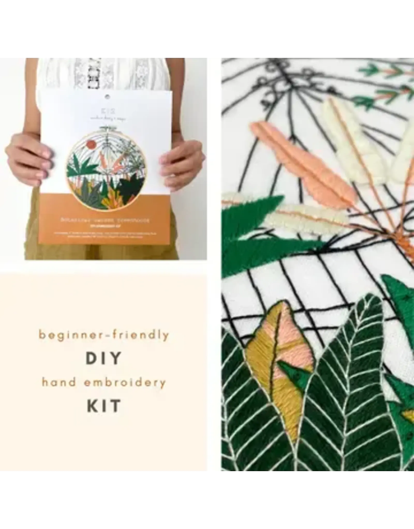 Embroidery & Sage Botanical Greenhouse Garden - Complete Embroidery Kit - Embroidery & Sage
