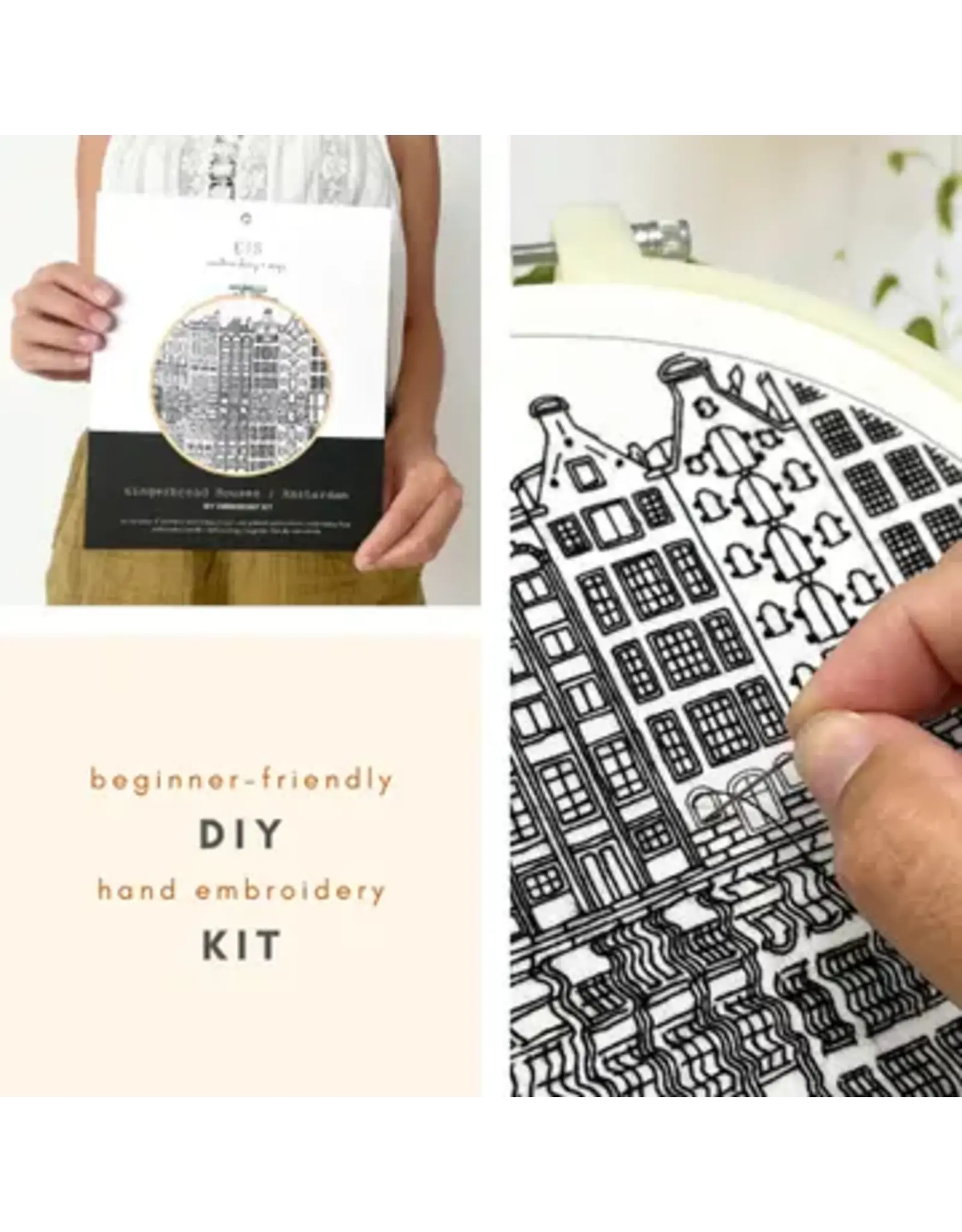 Embroidery & Sage Gingerbread Houses, Amsterdam - Complete Embroidery Kit - Embroidery & Sage