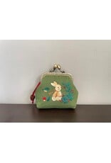 Quince Fables Rabbit Embroidered Green Coin Purse