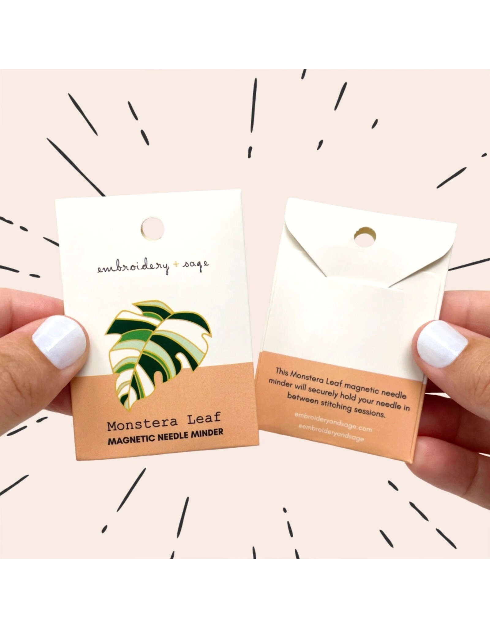 Embroidery & Sage Monstera leaf Magnetic Needle Minder - Embroidery and Sage