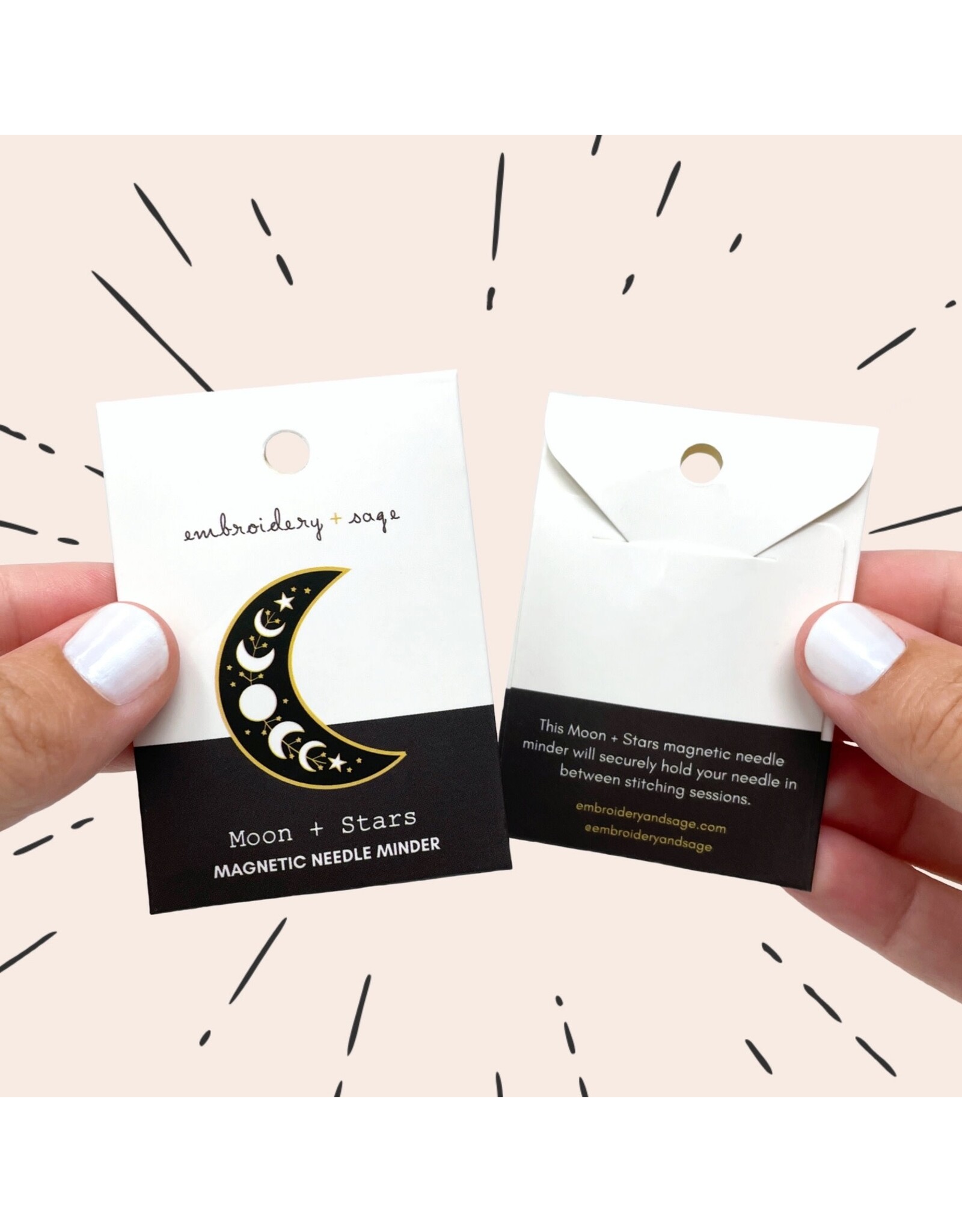 Embroidery & Sage Moon and Stars Magnetic Needle Minder - Embroidery and Sage