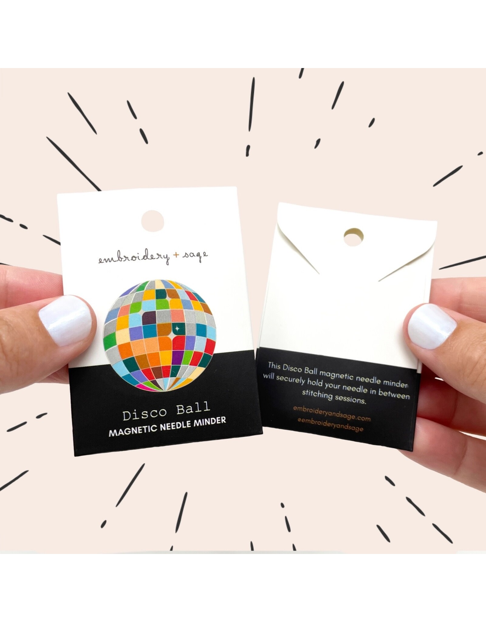Embroidery & Sage Disco Ball Magnetic Needle Minder - Embroidery and Sage