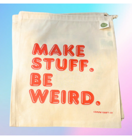 Comma Craft Co Make Stuff Be Weird (orange) drawstring project bag