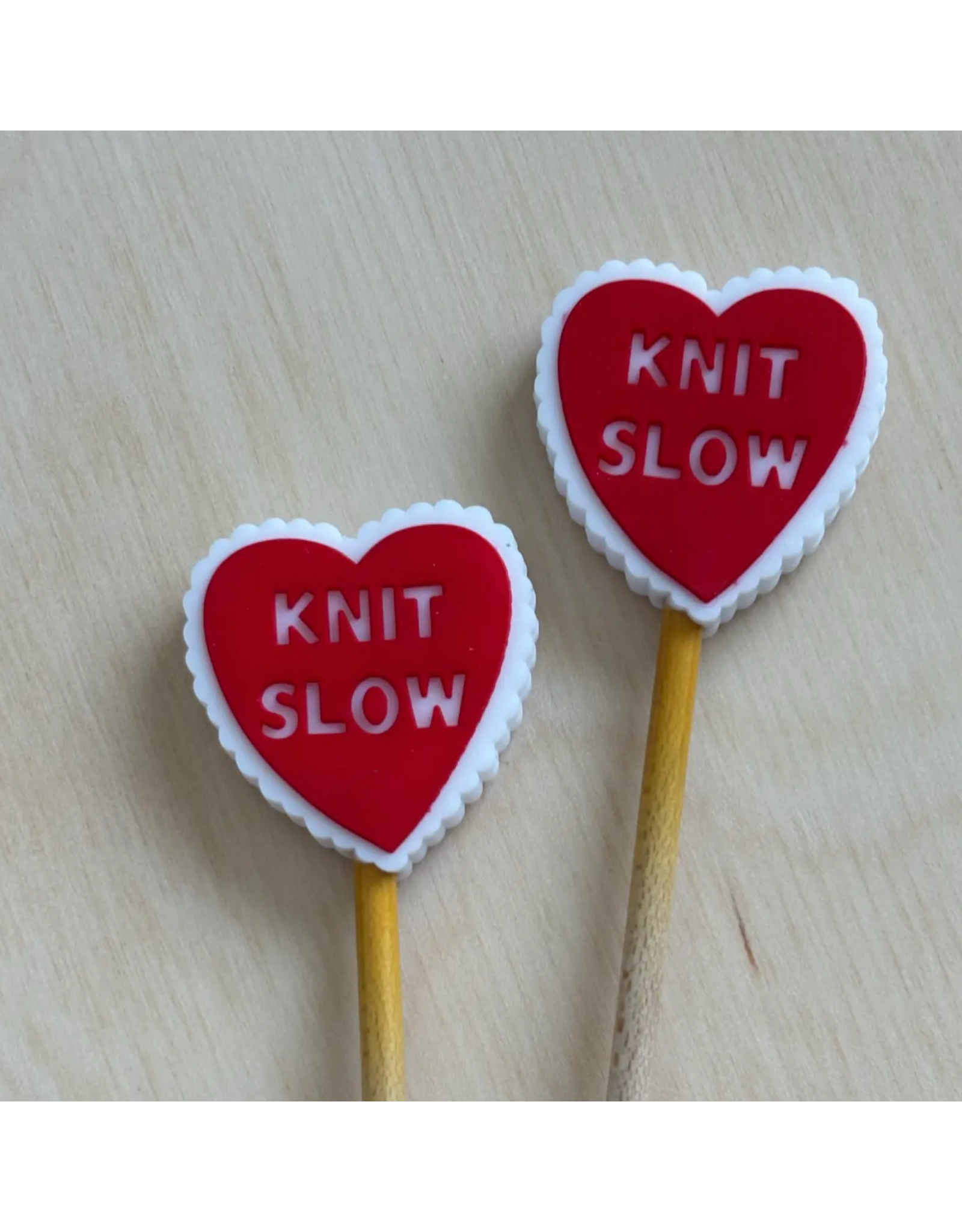 Comma Craft Co Stitch Stoppers - "Knit Slow" Hearts - Comma Craft Co.