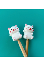 Comma Craft Co Stitch Stoppers - White Cats - Comma Craft Co.