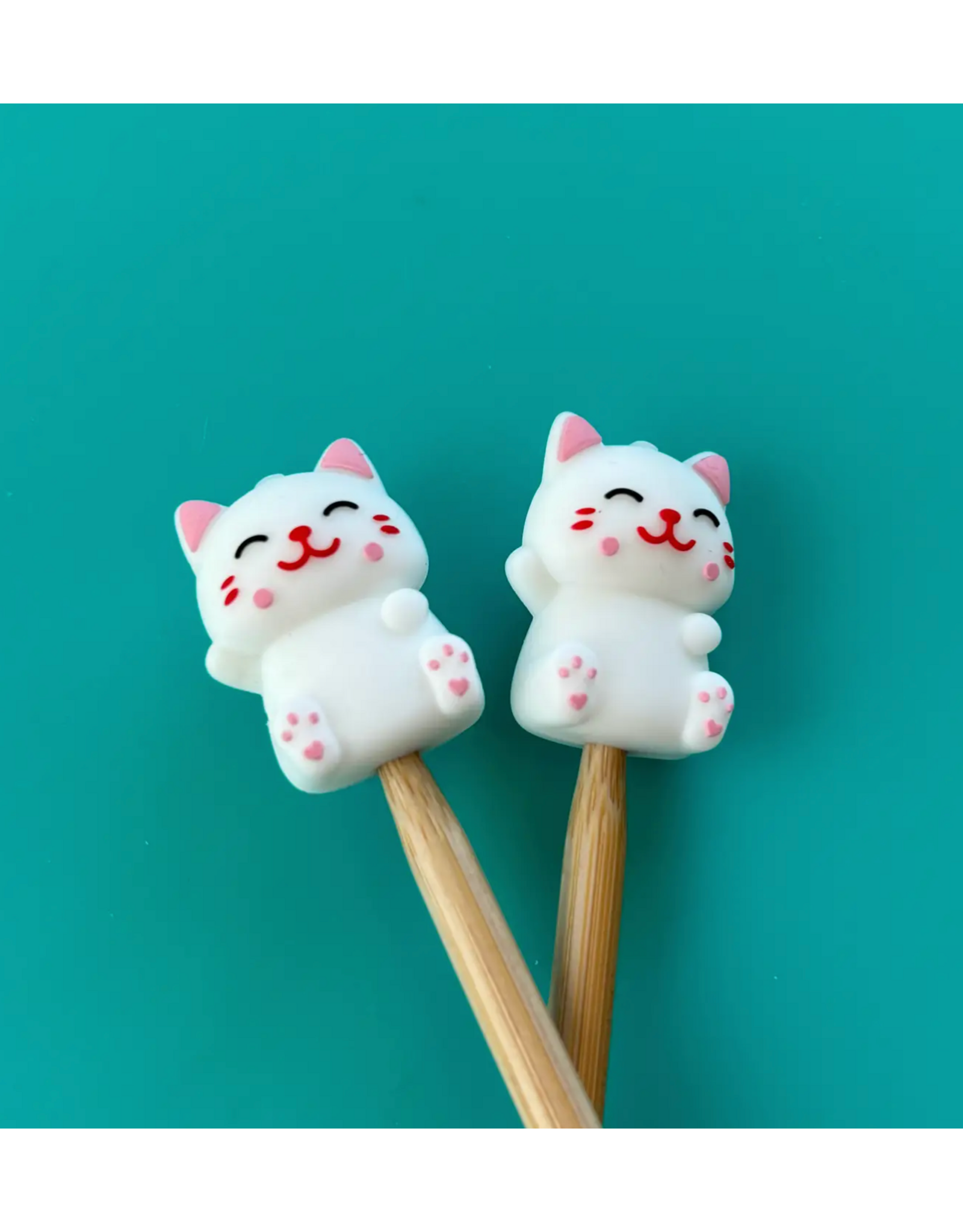 Comma Craft Co Stitch Stoppers - White Cats - Comma Craft Co.