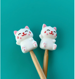 Comma Craft Co Stitch Stoppers - White Cats - Comma Craft Co.