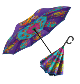 RainCaper Laurel Burch Cats & Butterflies reverse inverted umbrella – Hands-free, windproof design