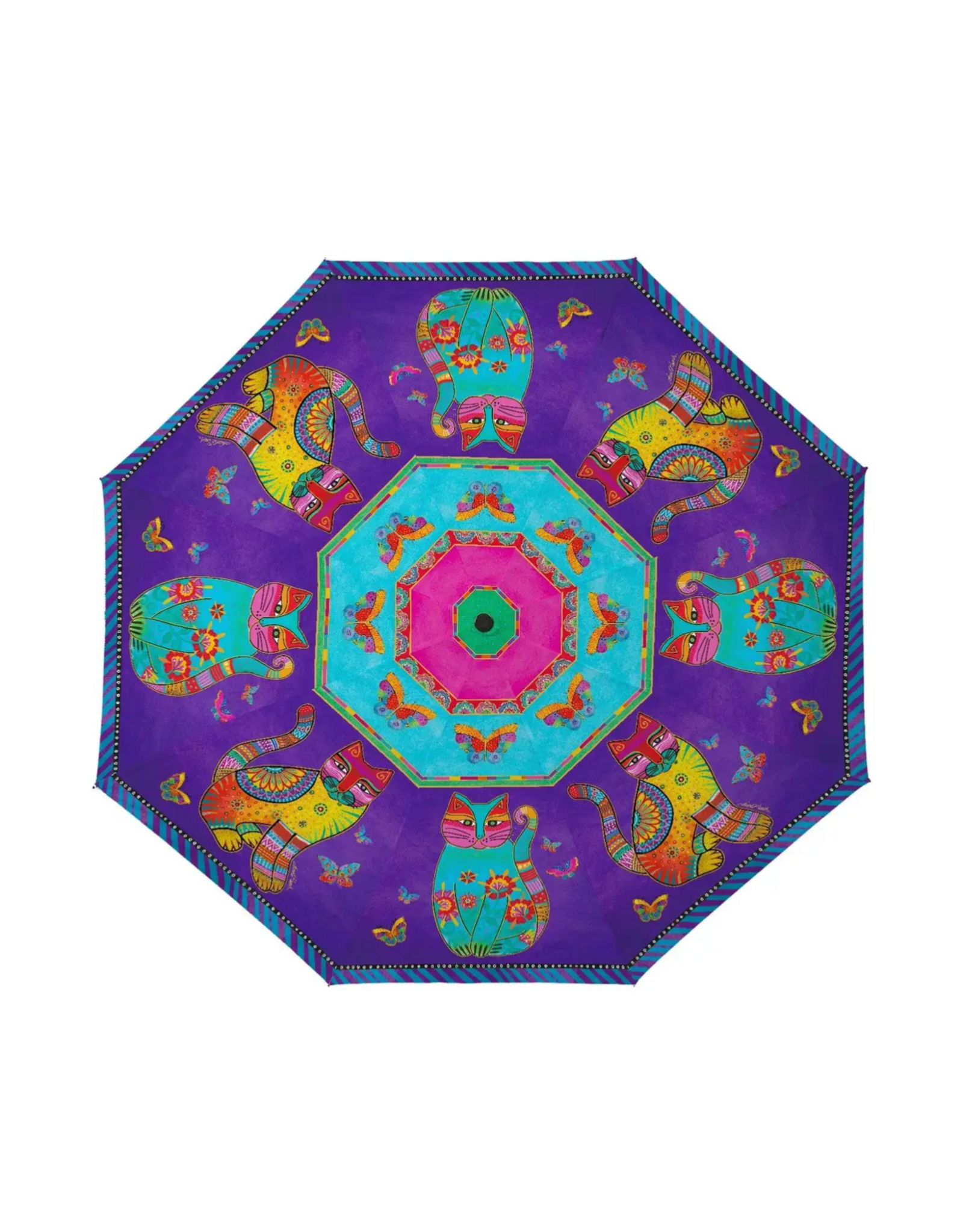 RainCaper Laurel Burch Cats & Butterflies reverse inverted umbrella – Hands-free, windproof design